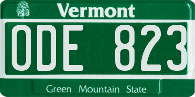 VT license plate ODE823