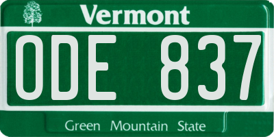 VT license plate ODE837