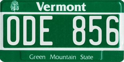 VT license plate ODE856