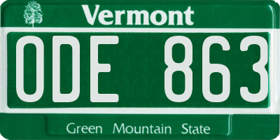 VT license plate ODE863