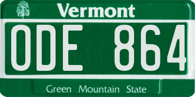 VT license plate ODE864