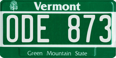 VT license plate ODE873