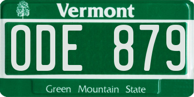 VT license plate ODE879