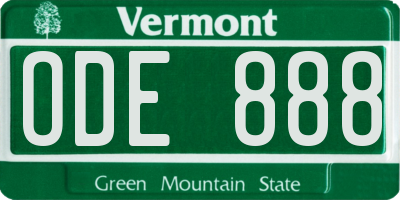 VT license plate ODE888