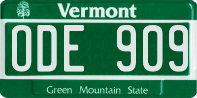VT license plate ODE909