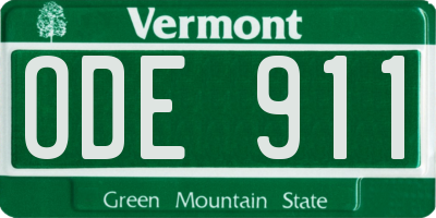 VT license plate ODE911