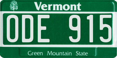 VT license plate ODE915