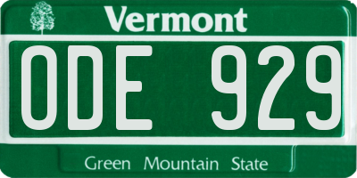 VT license plate ODE929
