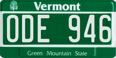 VT license plate ODE946