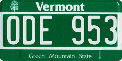VT license plate ODE953