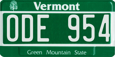 VT license plate ODE954