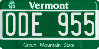 VT license plate ODE955