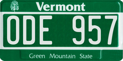VT license plate ODE957