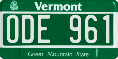 VT license plate ODE961