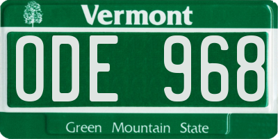 VT license plate ODE968
