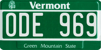VT license plate ODE969