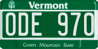 VT license plate ODE970