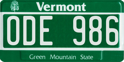 VT license plate ODE986