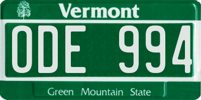 VT license plate ODE994