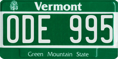 VT license plate ODE995