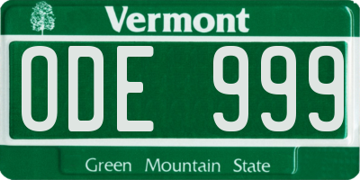 VT license plate ODE999