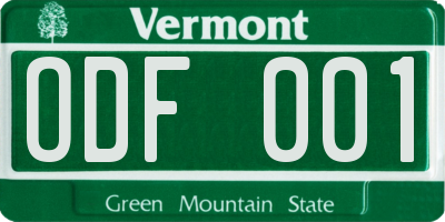 VT license plate ODF001