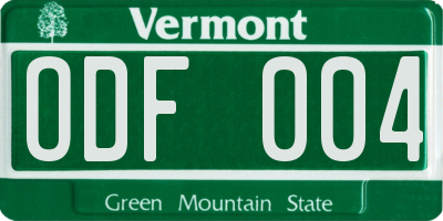 VT license plate ODF004