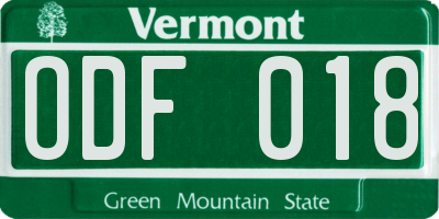 VT license plate ODF018