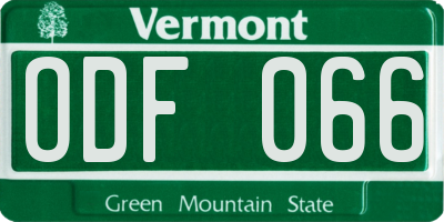 VT license plate ODF066