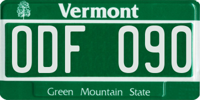 VT license plate ODF090