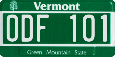 VT license plate ODF101