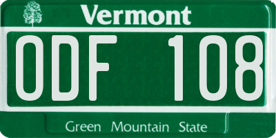 VT license plate ODF108