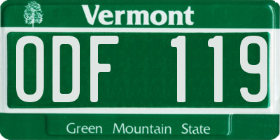 VT license plate ODF119