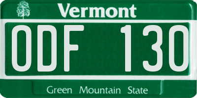 VT license plate ODF130