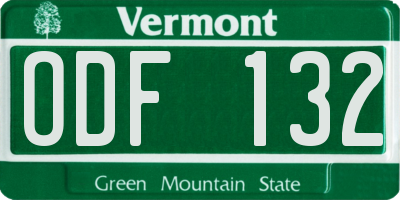 VT license plate ODF132