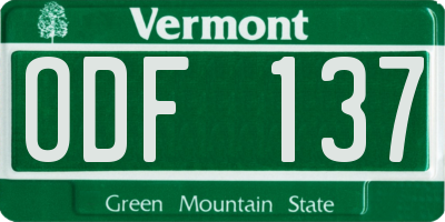 VT license plate ODF137