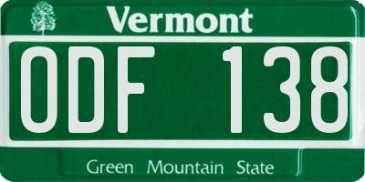 VT license plate ODF138