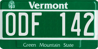 VT license plate ODF142