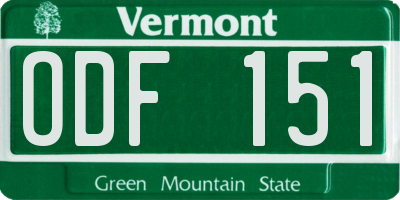 VT license plate ODF151