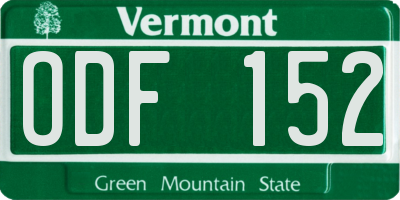 VT license plate ODF152