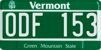 VT license plate ODF153