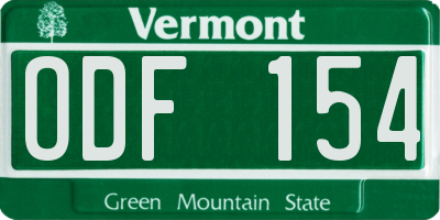 VT license plate ODF154