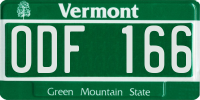 VT license plate ODF166