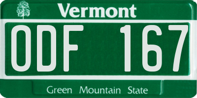 VT license plate ODF167