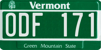 VT license plate ODF171