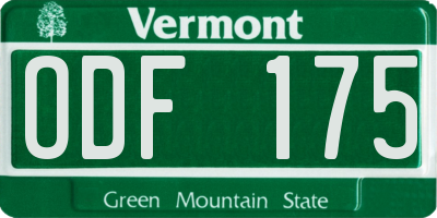 VT license plate ODF175