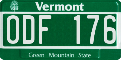 VT license plate ODF176