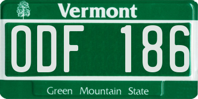 VT license plate ODF186