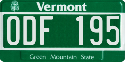 VT license plate ODF195