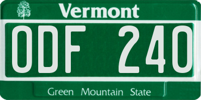 VT license plate ODF240